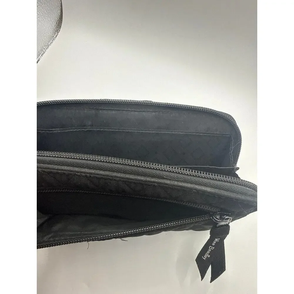 Vera Bradley RFID Turnlock Zip Organizer Wallet Classic Black Microfiber - Picture 7 of 9